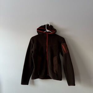 ARCTERYX Womens Polartec Covert Hoody Fleece Jacket Size M Brown Jacket